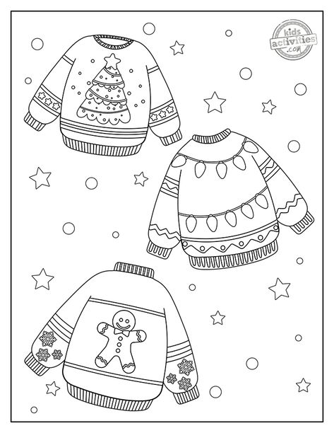 Ugly Sweater Drawing Ideas, Ugly Christmas Sweaters Drawing, Ugly Sweater Coloring Page, Christmas Sweater Drawing, Making Ugly Christmas Sweaters, Ugly Sweater Ideas, Scrapbook Cookbook, Xmas Windows, Santa Breakfast