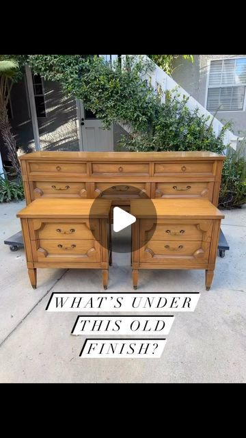 Reimagined Furniture Studios 🪑 on Instagram: "Who would have guessed?! 😍 . Comment ✨Products✨for a link to items used in my shop!  #upcycled #refurbishedfurniture #cantfindthisinstores #furnitureflip #furnituremakeover #dresserflip #woodstaining #veneers #paintedfurniture #vintagefurniture #vintagefurnituremakeover #interiordesign #home #homedecor #furniture" Repainting Old Furniture, Painted Night Stands Diy, 2025 Furniture Trends, Furniture Makeover Before And After, Furniture Flips Before After, How To Refinish Old Furniture, Nightstands Makeover, Old Furniture Makeovers, Modernize Old Furniture