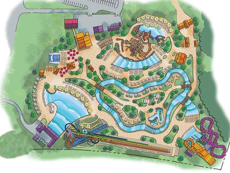 Small Water Park Design, Water Park Design Architecture, Water Park Ideas Bloxburg, Water Park Bloxburg, Aqua Park Design, Water Park Layout, Adventure Park Design, Bloxburg Waterpark Layout, Theme Park Layout