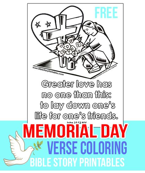 Memorial Day Bible Verse Coloring Page Memorial Day Sunday, Coloring Pages Bible, Toddler Sunday School, Memorial Day Activities, Memorial Day Coloring Pages, Veterans Day Activities, Sunday School Coloring Pages, Bible Verse Coloring Page, Sunday School Classroom