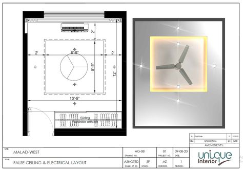 New Bedroom Interior Design on Behance Ceiling Plan Drawing, False Ceiling Detail, Electric Plan, Ceiling Layout, Behance Interior, False Ceiling Designs, Unique Interiors, Pop Ceiling, Ceiling Plan