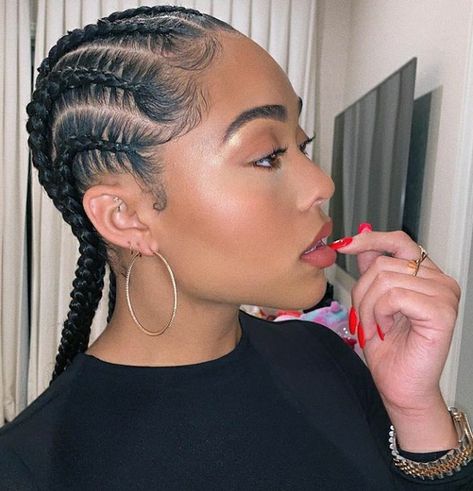 Cornrows With Extensions, Long Cornrows, Faux Locs Styles, Tristan Thompson, Jordyn Woods, Small Braids, Cornrows Braids, Cornrow, Cornrow Hairstyles