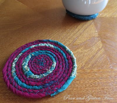 Check out this tutorial to make coasters from Fabric Scraps!  #coaster#tutorial Making Coasters, Make Coasters, Sustainable Christmas Gifts, Crafty Gemini, Homemade Coasters, How To Make Coasters, Fabric Coasters, I Cord, Scrap Fabric