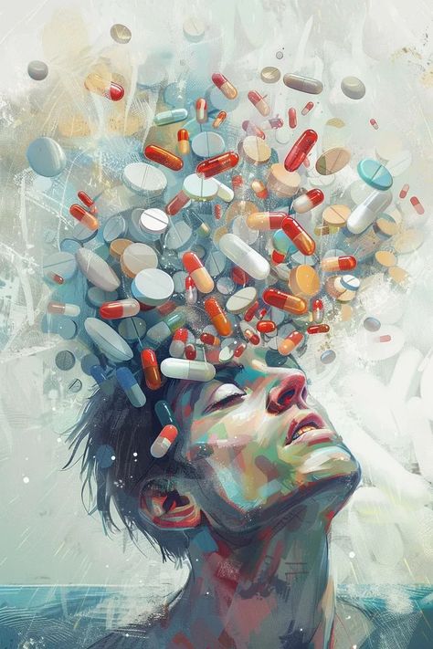 Midjourney AI Image: an illustration of a man and placebo effect --v 6.0 --ar 2:3 → more in ai-img-gen.com Exploding Head, Placebo Effect, Muted Blue, Eyes Closed, Comic Style, Comic Styles, The Chaos, Male Face, Red White And Blue