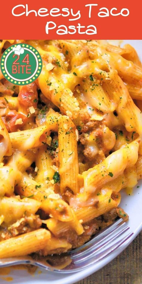 Cheesy Taco Pasta Recipe Taco Hamburger Helper, Taco Hamburger, Taco Pasta Recipe, Cheesy Taco Pasta, Taco Pasta Recipes, Pasta Gnocchi, Hamburger Helper Recipes, Comfort Pasta, Mexican Night