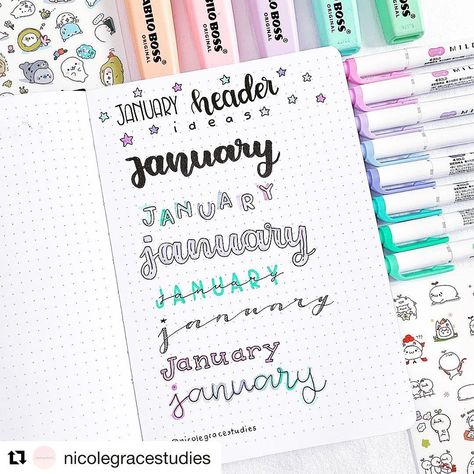 journal • Instagram January Header, Page Doodles, January Bullet Journal Cover, Journal Cover Page, Year In Pixels, Bullet Journal Cover, January Bullet Journal, Bullet Journal Set Up, Bullet Journal Font