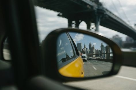 Reflection in side mirror of car driving on bridge · Free Stock Photo Out Of Car Window Picture, Car Reflection Photography, Looking Out Of Car Window, Out Of The Car Window Photography, Car Mirror Reflection Painting, Tucson Car, Car Side Mirror, Side Mirror Car, Rental Car