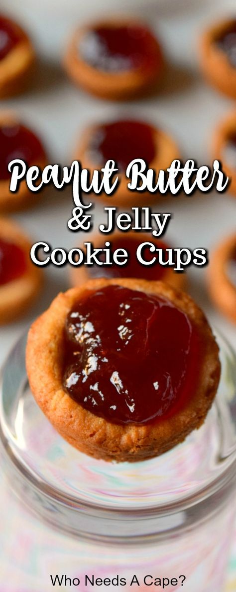 If you love a good PB&J and cookies then you simply must try Peanut Butter and Jelly Cookie Cups! Deliciously easy, you’ll love them! #peanutbuttercookie #cookiecups #pbandjcookie Peanut Butter Jelly Cookies, Amazing Cookie Recipes, Jelly Cookies, Filled Cookies, Holiday Cookie Recipes, Peanut Butter And Jelly, Peanut Butter Jelly, Banana Chocolate, Cookie Cups