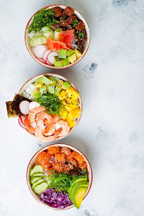 Poke Photography, Poke Bowl Restaurant, Sushi Photoshoot, Poke Bar, Lunch Sushi, Poke Bowl Recipe, Bubble Tea Recipe, Sushi Lunch, Airbrush App