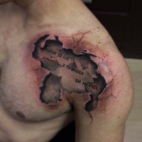 Under Skin Tattoo, Skin Tear Tattoo, Ripped Skin Tattoo, Flesh Tattoo, Best 3d Tattoos, Stone Tattoo, Worlds Best Tattoos, Map Tattoos, Tattoo Trend