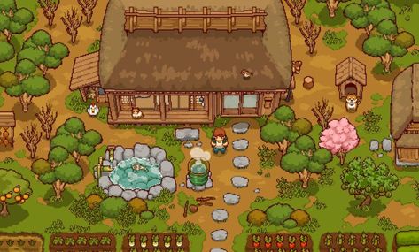 Background Pixel, Top Down Game, Piskel Art, Farm Games, Life Adventure, Japan Games, Japanese Games, Game Environment, Isometric Design