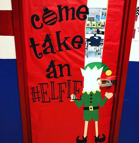 Love this Christmas classroom door! Come take an #elfie Courtesy of Teacher by Naptime Selfie Christmas Door, Take A Selfie Christmas Door, Selfie Decoration, Elf On Shelf Door Decoration, Elf Movie Door Decorations, Elf Movie Classroom Door, Take An Elfie Classroom Door, Birthday Door Decorations, Take An Elfie