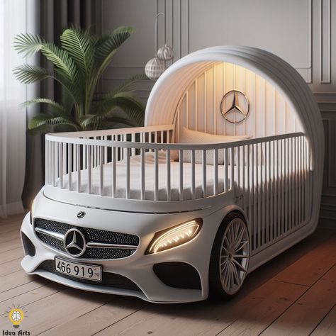 Mercedes-Inspired Baby Crib Luxurious Nursery, Luxury Baby Nursery, Toddler And Baby Room, Luxury Nursery, Nursery Room Design, Nursery Inspo, Luxury Baby, Idea Design, Baby Crib