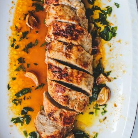 Rosemary and Garlic Pork Tenderloin - Savoring Italy Pork Tenderloin Recipes Rosemary Garlic, Rosemary Pork Tenderloin, Garlic Pork Tenderloin, Onion Focaccia, Best Pork Tenderloin Recipe, Easy Pork Tenderloin, Paleo Eating Plan, Homemade Focaccia, Rosemary Roasted Potatoes