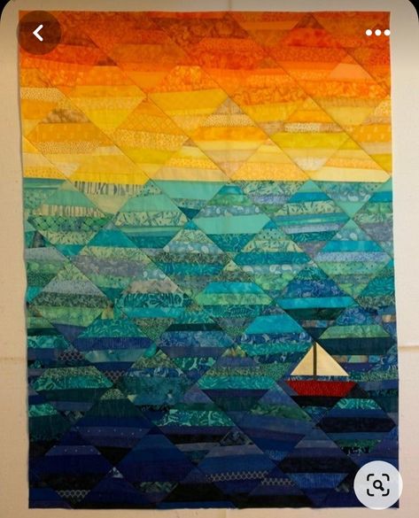 Little Boy Quilts Ideas, Beach Quilt Pattern, Nautical Quilts Ideas, Ocean Quilts Ideas, Beach Quilts Ideas, Landscape Quilts Ideas, Art Quilts Ideas, Water Quilt, Baby Quilt Boy