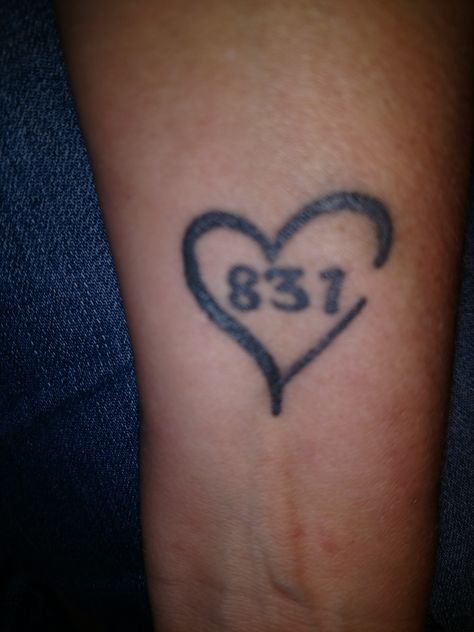 831 stands for "I Love You" (8 letters, 3 words, and 1 meaning)  Tat is on my left wrist. 831 Tattoo, 831 Meaning, Pure Heart Tattoo Words, 3 Love Hearts Tattoo, Small Heart Tattoo With Letter, Words In Heart Shape Tattoo, Thirteen Tattoo Cursive, Number 13 Tattoos, 13 Tattoos