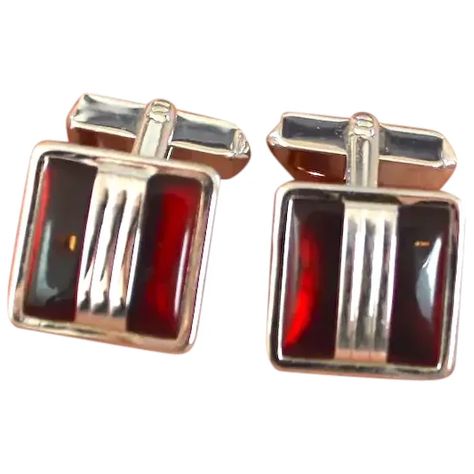 Vintage Cufflinks, Tie Pin, Red Stone, Red Glass, Vintage Shop, Ruby Lane, Cuff Links, Vintage Shops, Cufflinks