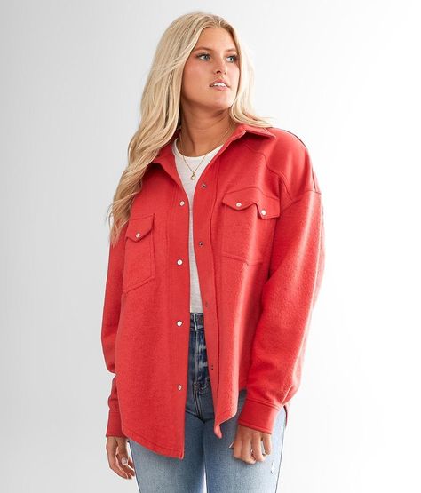 BKE Reverse Fleece Shacket - Women's Coats/Jackets in Baked Apple | Buckle Fleece Shacket, Baked Apple, Waist Circumference, Rib Cage, Women's Coats & Jackets, Women's Coats, Magic Kingdom, Layering Pieces, Belly Button