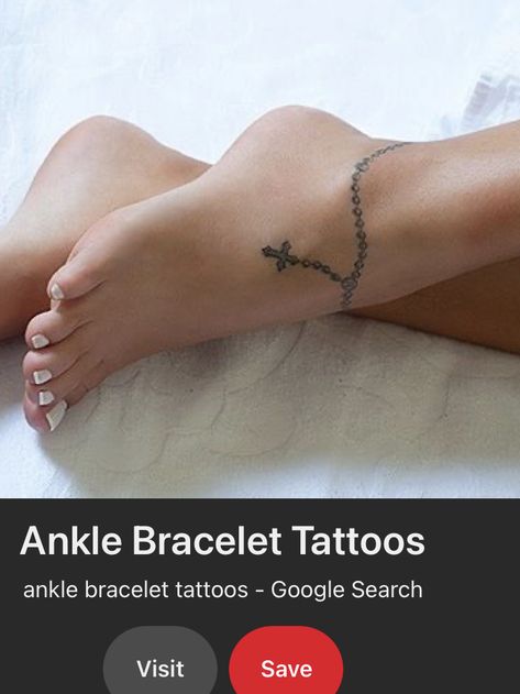 Tattoo Anklet Bracelet, Anklette Tattoo, Charm Anklet Tattoo, Anklet Tattoos For Women, Ankle Bracelet Tattoo, Hip Tattoos, Ankle Tattoos, Anklet Tattoos, Ribbon Tattoos