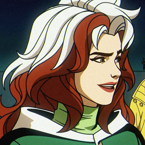 x-men '97 icon. xmen. marvel animation. rogue. Rogue Hairstyle Xmen, Xmen Rogue Art, X Men 97 Rogue, X Men Rouge, Rogue X Men 97, Rogue Xmen Hair, Rogue Xmen Icon, Xmen 97 Icons, Rogue Xmen 97