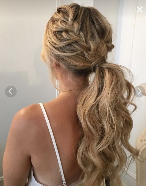 Ponytail Updo Wedding, Party Hair Inspiration, Bridesmaid Ponytail, Bridesmaid Hair Inspo, Bridemaids Hairstyles, Braided Pony, Bridal Party Hair, Pony Hairstyles, Hipster Hairstyles