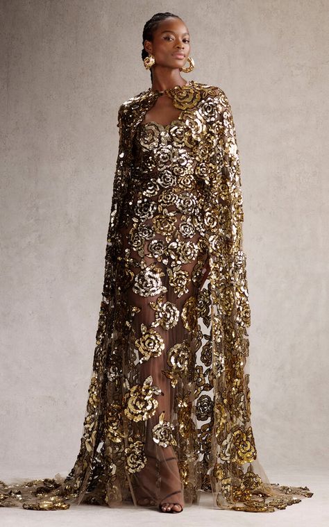 Sequinned Rosette Embroidered Cape By Oscar De La Renta | Moda Operandi 50th Birthday Celebration Ideas, Upper East Side Fashion, Pre Fall 2023, Gala Events, Quirky Fashion, Ballroom Dress, The Gold, Event Dresses, Pre Fall