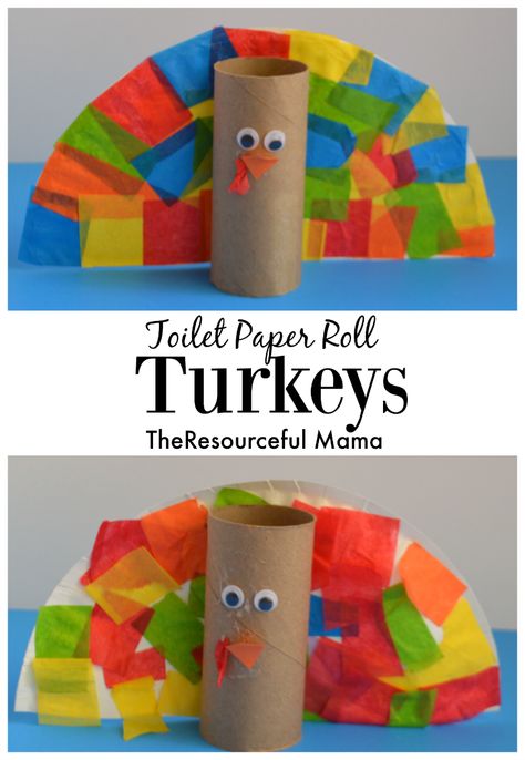 Thanksgiving turkey kid craft using a few of our favorite crafting supplies: toilet paper rolls, paper plates, and tissue paper. My preschooler loved making her turkey! Toilet Paper Roll Turkey, Turkey Crafts Kids, Thanksgiving Crafts Preschool, November Crafts, Turkey Crafts, Thanksgiving Preschool, Thanksgiving Art, Turkey Craft, Thanksgiving Crafts For Kids