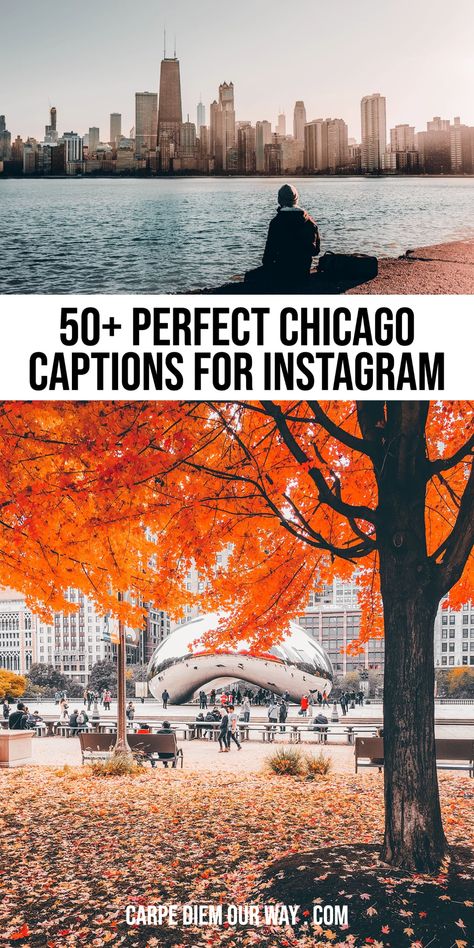 Chicago Captions Instagram, Chicago Quotes, Chicago Instagram, Vacation Captions, Chicago Vacation, Sunset Captions, Chicago Riverwalk, Chicago At Night, Visit Chicago