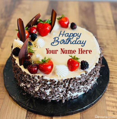 Customize Strawberry Chocolate Happy Birthday Cake With Name Editing Edit Cake, Cake Name Edit, Pics Editing, Happy Birthday Cake Writing, Chocolate Cake With Name, Chocolate Cake Images, Nurse Cake, Cake Pic, Happy Birthday Chocolate Cake