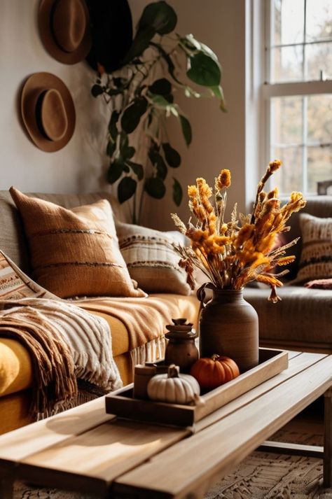 Cozy Fall Home Decor, Autumn Apartment, Living Room Modern Decor, Fashion Decor Bedroom, Decor Room Ideas, Fall Living Room Ideas, Fall Cabin, Cozy Fall Living Room, Fall Dining Room Table