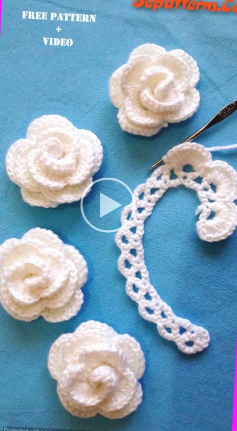 ** Cute paper craft -puffy flower ideas- free tutorial!! Vestidos Bebe Crochet, Crochet Rose Pattern, Rose Flower Pattern, Crochet Stitches Guide, Crochet Flowers Free Pattern, Crochet Braid Styles, Bracelet Craft Diy, Start Knitting, Crochet Clothes For Women