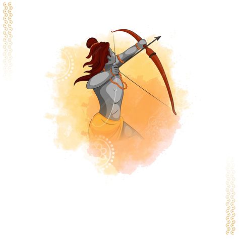 Premium Vector | Hindu mythological lord rama holding bow and arrow taking an aim on mandala pattern background for shri ram navami lord rama birthday hindi language text celebration backgrounds Ram Ka Photo, Ram Dp, Ram Images Hd, Ram Bhagwan, Ram Navami Photo, Bhagwan Ram, Hey Ram, Ram Ji Photo, Ram Wallpaper