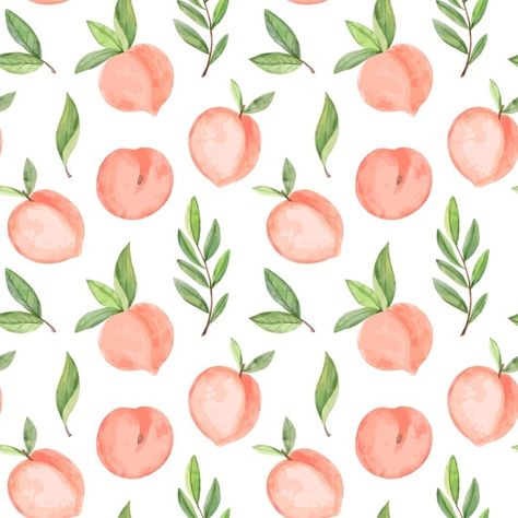 Watercolor Patterns To Paint, Easy Patterns To Paint, Peaches Drawing, Peaches Background, Peaches Watercolor, Peach Artwork, Painted Peaches, Peach Drawing, Peach Painting