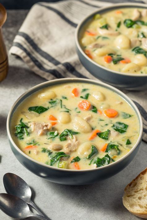 Pioneer Woman Chicken Gnocchi Soup - The Pioneer Kitchen Chicken Soup In Dutch Oven, Soups Using Gnocchi, Gnocchi Spinach Soup, Pioneer Woman Chicken Gnocchi Soup, Soup Recipes Pioneer Woman, Healthy Gnocchi Soup, Chicken Nochi Soup, Pioneer Woman Soup, Soup With Chicken Thighs