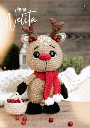 Amigurumi Reindeer Free Crochet Pattern - Amigurumi Crochet Rudolph Pattern Free, Christmas Crochet Free Patterns, Amigurumi Reindeer, Christmas Crochet Patterns Free, Pokemon Charizard, Confection Au Crochet, Crochet Xmas, Crochet Christmas Decorations, Crochet Amigurumi Free