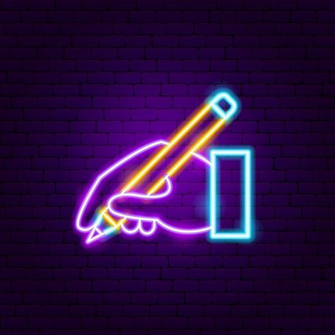 Vector hand drawing pencil neon sign | Premium Vector #Freepik #vector #pen #pen-illustration #signature-icon #ink-pen Hand Drawing Pencil, Neon Icons, Pen Icon, Pen Illustration, Pen Pen, Decorative Lights, Hero's Journey, Drawing Pencil, Vector Hand