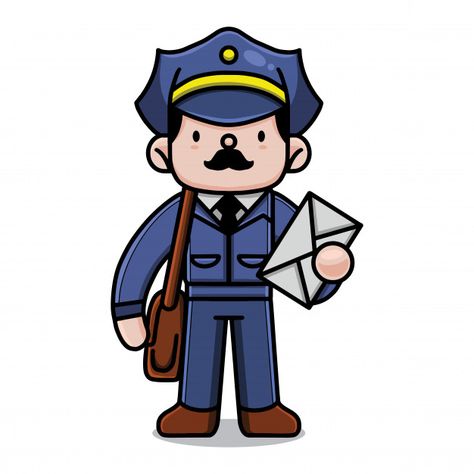 Cute postman cartoon character | Premium Vector #Freepik #vector Postman Drawing, Postman Cartoon, Food Delivery Logo, Dove Drawing, Riding Scooter, Post Man, Going Postal, Cartoon Birds, Riding Motorcycle