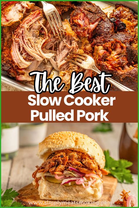 This simple crockpot pulled pork recipe is great for busy days. Toss a pork shoulder into your slow cooker with BBQ sauce, let it cook, and you’ve got tender pulled pork ready for sandwiches or a pot roast-style meal. Add a splash of apple juice or Dr. Pepper for extra flavor. Perfect for sliders or tacos, this recipe is easy to make and always a hit. Click to see the recipe for slow cooker pulled pork. Pepsi Pork Roast In Crock Pot, Slow Cooker Pork Bbq Crockpot Recipes, Crockpot Bbq Pork Roast, Crockpot Pulled Pork Bbq Sweet Baby Ray, Pork Pulled Crockpot, Pulled Pork Large Crowd, Pork Roast Crock Pot Recipes Apple Juice, Frozen Pulled Pork Crock Pot, Pork Roast With Apple Juice