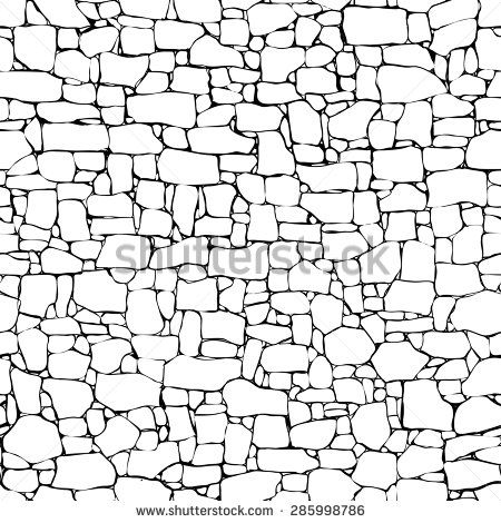 Seamless vector black and white background of stone wall ancient building with different sized bricks (drawn by ink). - stock vector Stone Wall Drawing, Stone Sketch, Stone Drawing, Stone Wall Texture, Texture Drawing, Brick Wall Background, Dry Stone, Ancient Buildings, Plan Drawing