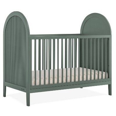 Delta Children Eloise 4-in-1 Convertible Crib - Greenguard Gold Certified Green Crib Nursery Girl, Target Cribs, Mismatched Nursery, Green Boy Nursery Ideas, Olive Green Crib, Green Crib, Green Nursery Boy, Nature Inspired Nursery, Antique Nursery