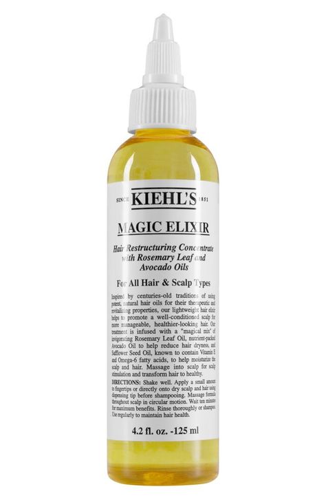 Kiehl's Magic Elixir Hair Restructuring Concentrate Magic Elixir, Dandruff Causes, Hair Elixir, Hair Dryness, Natural Hair Oils, Mary Kate Olsen, Healthy Advice, Itchy Scalp, Rosemary Oil