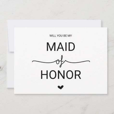 Love Hearts Will You Be My Maid of Honor for $2.92 - Bridesmaid Card Heart Calligraphy, Maid Of Honor Invitation, Romantic Minimalist, Maid Of Honor Card, Heart Wedding Invitations, Be My Maid Of Honor, Maid Of Honor Proposal, The Maid, Matron Of Honor