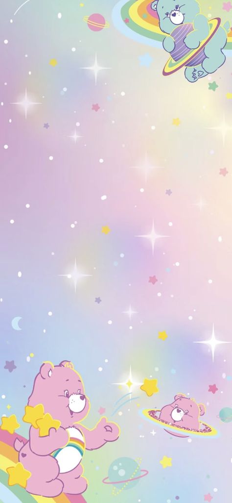 Care Bear Iphone Wallpaper, Carebear Halloween Wallpaper, Care Bear Phone Theme, Pink Care Bear Aesthetic, Care Bear Background, Carebear Wallpapers, Care Bears Wallpaper Iphone, Care Bears Background, Care Bears Aesthetic Wallpaper