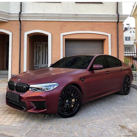 BMW F90 M5 matte burgundy Burgundy Car, Bmw M5 F90, Matte Cars, M5 F90, Luxury Auto, Car Luxury, Vinyl Wrap Car, Lux Cars, Car Goals