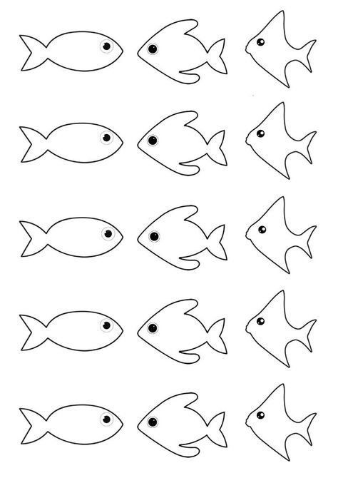 Small Fish Template Printable, Fish Cutouts Printable, Fish Outline Printable, Prek Printables, Fish Cut Outs, Scuba Vbs, Aquarium Craft, Fish Printables, Fish Outline