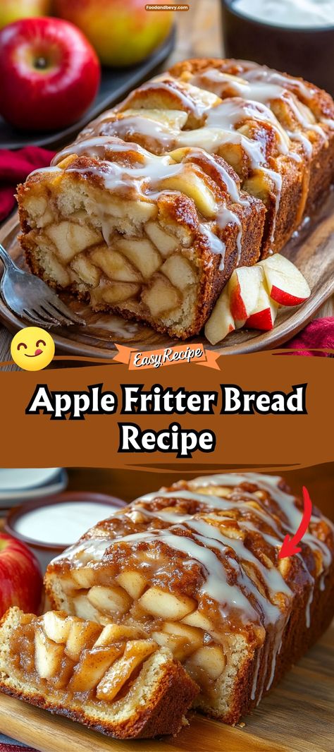 Enjoy the classic flavors of an apple fritter in a new way with this Apple Fritter Bread. Layered with cinnamon-sugar and juicy chunks of apple, this bread is a delightful twist on traditional fritters, perfect for a cozy morning or an afternoon snack with coffee. #AppleFritterBread #AppleDessert #SweetBread Apple Breakfast Bread Recipe, Apple Bread In Bread Maker, Easy Cinnamon Apple Bread, Cake Mix Apple Fritter Bread, Apple Fritter Bread Machine Recipe, Cinnamon Apple Fritter Bread, Cinnamon Swirl Apple Fritter Loaf, Apple Fritter Monkey Bread Recipe, Apple Fritter Bread Pudding