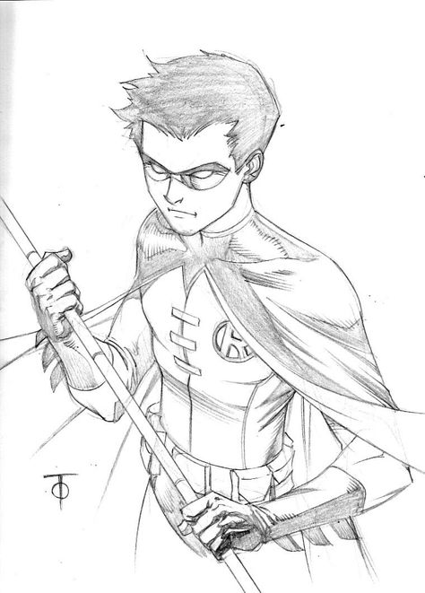 Robin sketch by 0boywonder0 Robin Coloring Pages, Robin Sketch, Robin Drawing, Superhero Sketches, Batman Drawing, Drawing Superheroes, Comic Book Art Style, Dc Art, Batman Returns