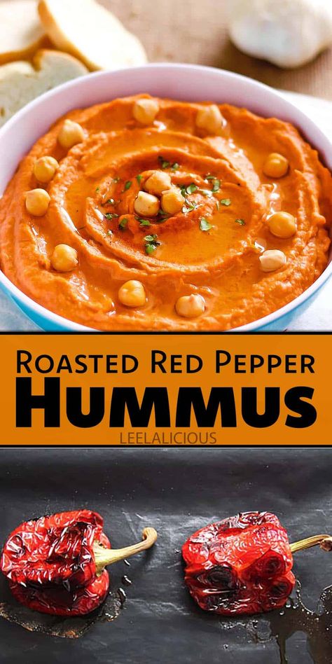 Roasted Red Pepper Hummus Recipe » LeelaLicious Roasted Red Pepper Hummus Recipe, Red Pepper Hummus Recipe, Pepper Hummus, Roasted Red Pepper Hummus, Red Pepper Hummus, Cooking Dried Beans, Healthy Sandwiches, Roasted Red Pepper, Hummus Recipe