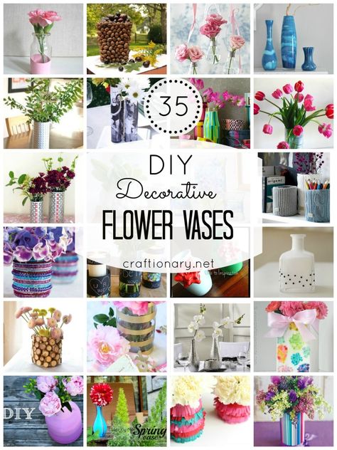 35 DIY Flower Vases (Creative tutorials) Diy Flower Vases, Cheap Candle, Diy Vases, Flowers And Vases, Vases Flowers, Spoon Craft, Nails Tools, Flowers Creative, Vase Diy