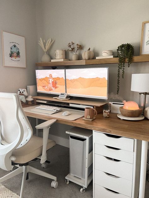 Work Office Decor, Cozy Home Office, Desk Inspiration, Office Guest Room, Home Decor Ideas Living Room, Office Room Decor, Study Room Decor, Ideas Living Room, Craft Room Office